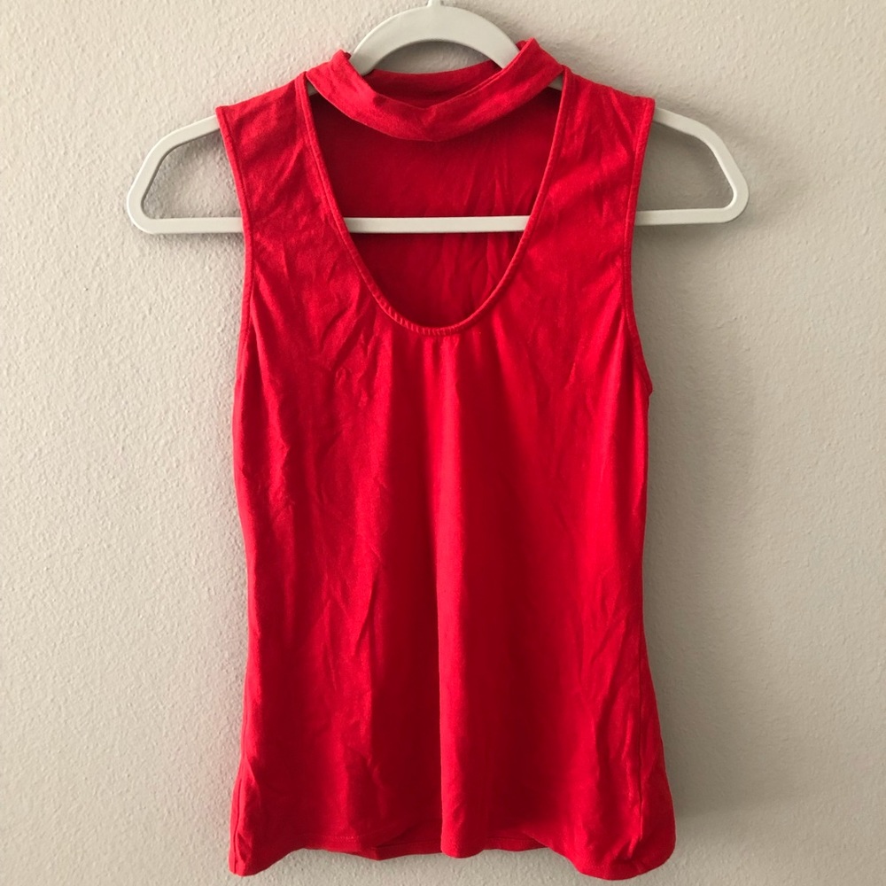Express Red Cut Out Choker Tank Women’s Small